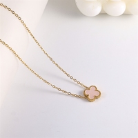 Chaîne de clavicule en or 18 carats, trèfle à quatre feuilles double face en nacre, best-seller transfrontalier, tendance pour femme