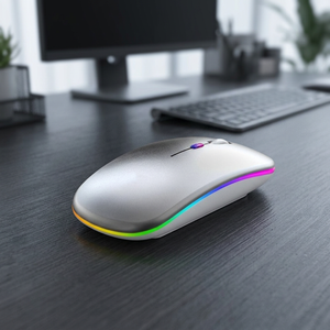 Souris optique sans fil USB ultra-mince 2,4 GHz avec éclairage RGB pour tablette, ordinateur portable, double mode, rechargeable, ergonomique, en stock - Product Image 3