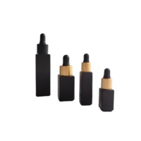 Offre Spéciale 5ml 10ml 15ml 20ml 30ml carré mat noir givré bouteille en verre à huile essentielle avec bouchon compte-gouttes en or