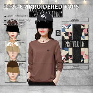 เสื้อยืดแขนยาวผู้หญิง ใส่ได้ทุกฤดู เป็นมิตรกับสิ่งแวดล้อม สไตล์ลำลอง ทรงพอดีตัว ปักโลโก้ แห้งเร็ว - Product Image 2