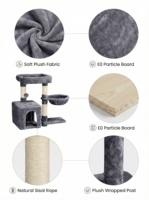 Arbre à chat robuste et écologique en peluche avec poteaux en sisal, structure d'escalade multi-niveaux en velours, montage facile, emballage en carton pour chats d'intérieur