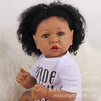 Muñeca de Vinilo de 22 Pulgadas, Nueva, Africana, Negra, con Boca Curva, Simulación de Bebé, Regalo para Niños