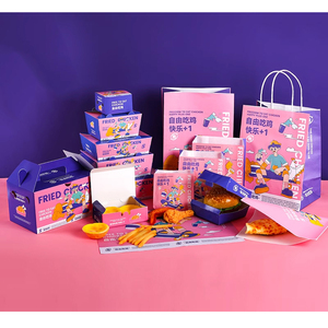 Scatola di Hamburger con laminazione lucida Fast Food per Hamburger da asporto patatine fritte da asporto Pizza con stampa personalizzata - Product Image 2