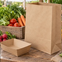 Sacs en papier kraft SOS imprimés sur mesure sans poignées pour restaurant, emballage à emporter en kraft uni, vente en gros, approvisionnement B2B