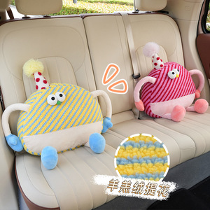Coussin de soutien lombaire pour voiture Little Monster, en polyester rayé et coton, soulagement de la pression pour siège de voiture - Product Image 3
