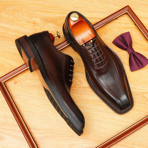 Zapatos Casuales de Negocios de Cuero para Hombre, Suela Gruesa Antideslizante, Diseño Resistente al Desgaste, Modernos, Versátiles, Formales para Uso Diario, de Doble Uso - Product Image 1