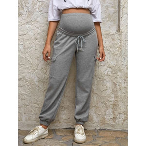 Vêtements de maternité Femmes enceintes Logo personnalisé Tissu gaufré Pantalons <span class=keywords><strong>cargo</strong></span> grande taille Femmes Pantalons <span class=keywords><strong>cargo</strong></span> de haute qualité <span class=keywords><strong>Femme</strong></span> - Product Image 2