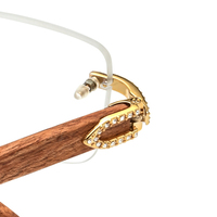 Gafas de madera sin montura Borregls para hombre, montura de diseñador sin marco, gafas cuadradas con diamantes, monturas de gafas ópticas de lujo para mujer 10015
