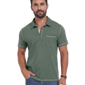 Chemises polo à manches courtes pour hommes avec logo OEM personnalisé, chemise de golf classique à col avec poche, été, 95% coton, 5% élasthanne - Product Image 3