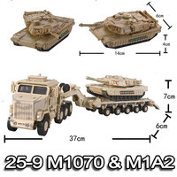 2in1 plastik modeli askeri Tank kamyon M1070 Transporter leopar 2a7 M1a2 Abrams tankı araç yapı taşı oyuncak hediye çocuklar için