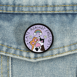 Broches de Esmalte con Diseño de Pata de Gato y Flor Arcoíris, Estilo Orgullo Gato, Joyería al por Mayor - Product Image 1