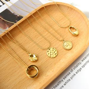 Pendentifs personnalisés en acier inoxydable plaqué or 18 carats avec breloques œil et symbole de l'infini, bijoux coréens, collier tendance - Product Image 2