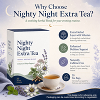 Tisane aux herbes Valériane, Passiflore et Mélisse, Nighty Night Extra, pour le sommeil et la relaxation, sans caféine