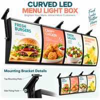 Panneau lumineux LED incurvé simple face pour menu de burgers, panneaux publicitaires, affichage de prix pour la restauration rapide