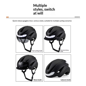 Casco de Bicicleta Eléctrica <span class=keywords><strong>con</strong></span> Certificación CE, Luz de Advertencia Inteligente <span class=keywords><strong>con</strong></span> Señal de Giro, Casco Protector Nocturno <span class=keywords><strong>con</strong></span> Lente Magnética para Ciclismo - Product Image 3