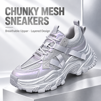 En gros Baskets en maille épaisse à lacets avec sangles superposées, Chaussures de marche décontractées, Chaussures OEM ODM Marque Privée