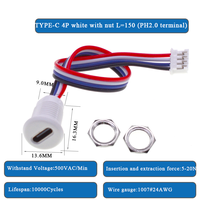 Connecteur USB Type-C femelle avec fils, connecteur à montage sur panneau avec borne PH2.0 pour la recharge DIY