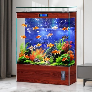 Pecera de vidrio ultra transparente con filtro trasero, de tamaño mediano, para sala de estar, unidad independiente integrada, colocada junto al mueble de <span class=keywords><strong>TV</strong></span> - Product Image 3