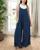 Vente chaude Combinaison Jambe Lâche Pantalon Avec Poches Cravate Sangle Imprimé Floral Viscose Femmes Combinaisons