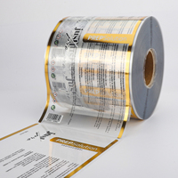 Étiquettes autocollantes personnalisées brillantes, imperméables, imprimées en rouleau, pour bouteilles, emballages, entièrement transparentes, en vinyle cristallin, autocollant en feuille d'aluminium