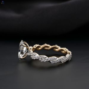 2,05 TDW Oval & Round Cut Diamond Ring 18K Yellow Gold Twisted Band Cvd/Hpht anillo impermeable Diamond Lab Stone Jewelry - Product Image 2
