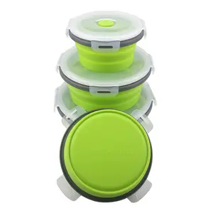 Contenitori per alimenti pieghevoli in Silicone riutilizzabili contenitori per alimenti in Silicone pieghevole da 4 pezzi Bento Box BPA Free per esterni