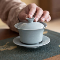 Gaiwan en céramique de type Ru Kiln Celadon Sancai, avec glaçure craquelée effet glace, pour service à thé Kung Fu, grande taille, patine évolutive, nouveauté