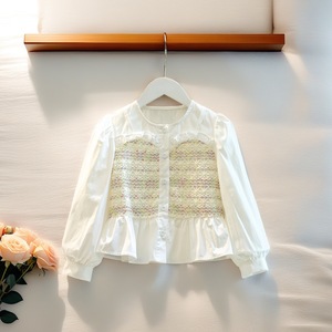 Ensemble de style princesse d'automne pour filles, chemise patchwork élégante pour petite fille et jean à dentelle, ensemble deux pièces, vêtements pour filles - Product Image 6