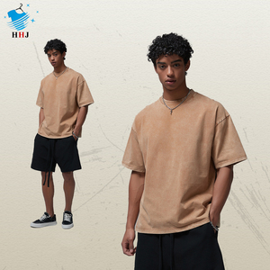 Camisetas Vintage de Alta Calidad para Hombre, Cuello Pequeño, Estilo Batik, Lavado High Street, Manga Corta Holgada, Marca de Moda Personalizada - Product Image 4