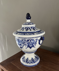 Décoration de magasin Céramique bleu et <span class=keywords><strong>blanc</strong></span> Faïence bleu peint Gingembre Couvercle Pot hollandais Vase balustre en céramique et couvercle - Product Image 3