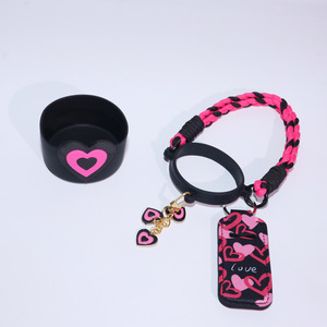 Heart Shaped Water Bottle <b>Accessory</b> Set Silicone Handle Cup Sleeve Pendant Reusable <b>Drinkware</b> Decor Cute Style - Product Image 4