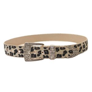 Fashion Women Vintage <b>Leopard</b> Rhinestone Inlaid Soft Faux Leather Alloy Pin Buckle Crystal Waistband Belt - Product Image 5