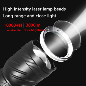 Linterna Led táctica de aleación de aluminio superbrillante, lámpara de acampada recargable por <span class=keywords><strong>USB</strong></span> de largo alcance de 1KM, linterna de caza de 3000lm - Product Image 3