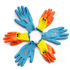 Veelkleurige Kids Rubber Coated Veiligheid Werk Handschoenen Kind Bescherming Waterdichte Nitril Tuinieren Handschoenen