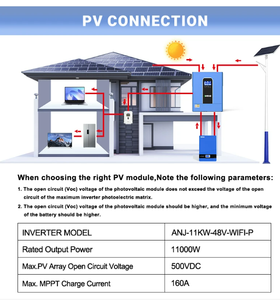 Anenji อินเวอร์เตอร์พลังงานแสงอาทิตย์ ANJ-11KW-48V-WIFI-P 11000W 48V 11KW ไฮบริด anenji ถูกสร้างขึ้นในสต็อก - Product Image 3