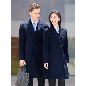 Unisex Wool Coat Mid Length Thickened Warm Solid Color Workwear - Product Image 1