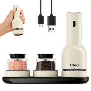 Nuevo Molinillo de Especias de Cocina Personalizado, Ajustable, Recargable por USB, Eléctrico Automático, Juego de Molinillos de <span class=keywords><strong>Sal</strong></span> y Pimienta con 2 Cápsulas de Cambio Rápido - Product Image 1