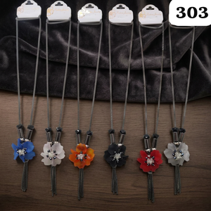 Collier long PingBling Premium Gunmetal avec pendentif fleur en acrylique multicolore, centre en cristal étincelant et chaîne élégante - Product Image 2