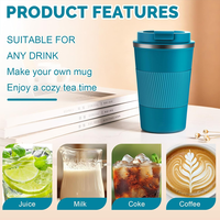 Gourde isotherme sous vide en acier inoxydable sans BPA 12/16 oz, tasse à café réutilisable pour café glacé, tasse de voyage pour café chaud