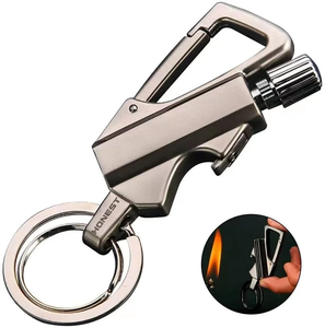 Nouveau Briquet à Huile Multifonctionnel, Ouvre-Bouteille, Allume-Boîte Métallique, Porte-clés, Briquet à Kérène Étanche pour l'Extérieur - Product Image 1