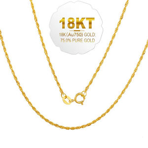 Collana a Catena in Oro Puro 18k Au750 con Corda Intrecciata, Gioielleria Fine all'Ingrosso - Product Image 1