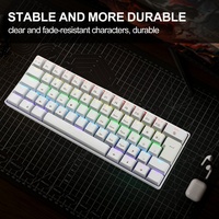 Clavier mécanique de jeu compact HX-JX05, disposition anglaise classique blanche, 60 %, 61 touches, rétroéclairage LED multicolore pour ordinateur