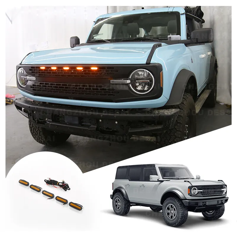 Car exterior accessories Front Bumper Grille yellow light yellow Raptor led lights For Ford Bronco 2/4 Door 2021 2022 2023