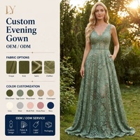 Fournisseur de robes de soirée longues en dentelle, sans manches, col en V, sur mesure, en gros