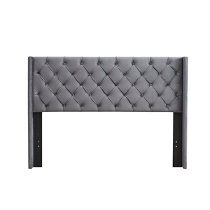 Modern <b>Convertible</b> Velvet Button Tufted Upholstered <b>Bed</b> with Wings Design-Strong Wood Slat Support-Easy Assembly-Gray - Product Image 4