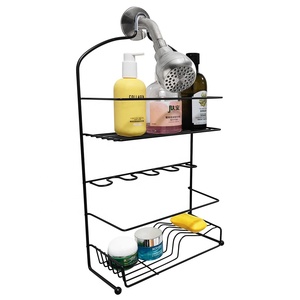 Caddy de <span class=keywords><strong>ducha</strong></span> colgante, accesorios de baño, soporte <span class=keywords><strong>para</strong></span> botella de Gel de <span class=keywords><strong>ducha</strong></span> de esquina, estantes sobre el inodoro con ganchos de cesta de almacenamiento - Product Image 1