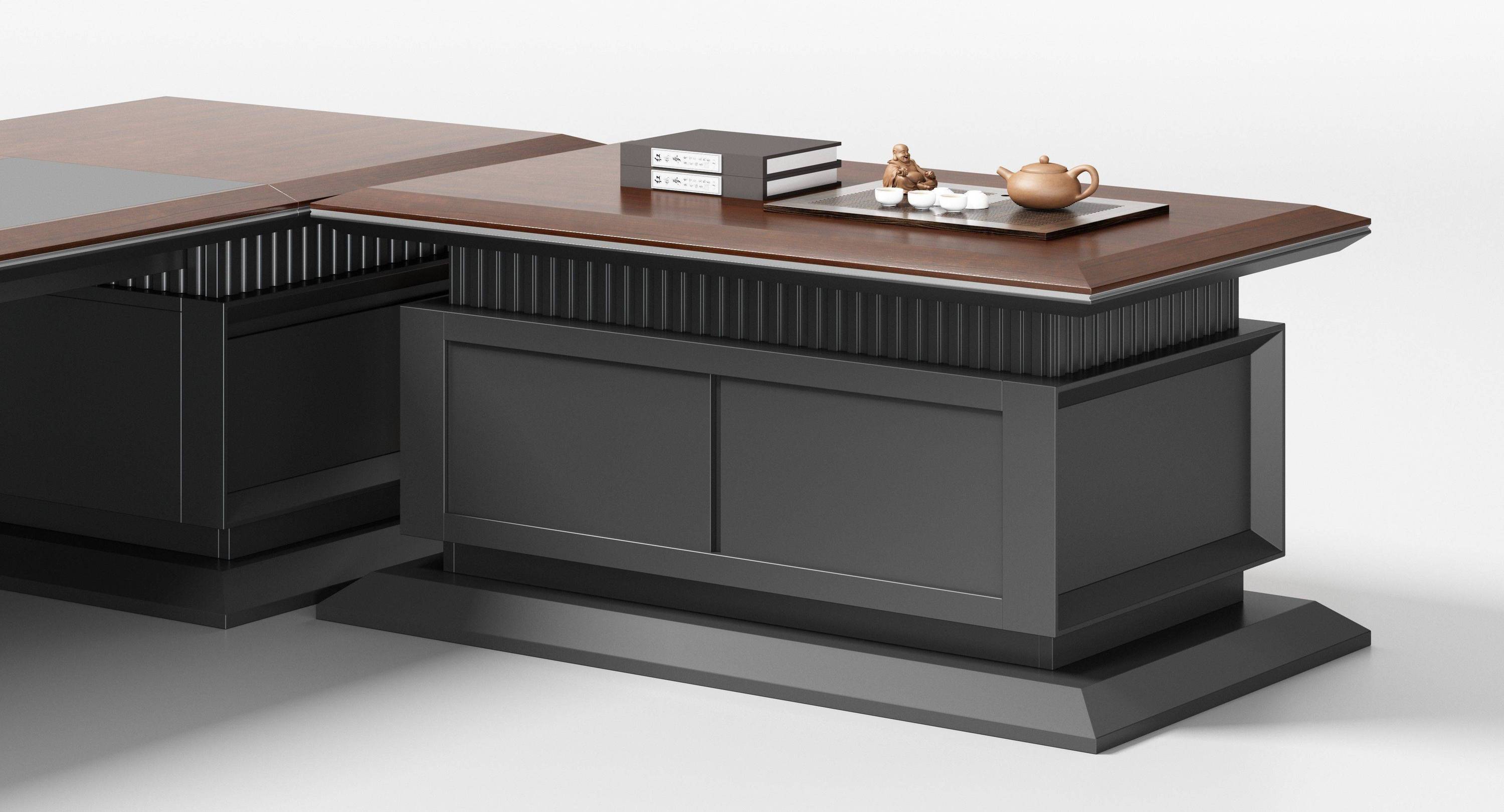 Contemporary Luxury Executive Office Desk for Boss or Manager Convertible Wood Panel Design for CEOs