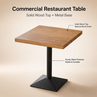 Table de café de Restaurant en bois d'utilisation commerciale table carrée à Base en métal de dessus en bois de noyer pour le restaurant de café