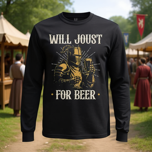 Camiseta de manga larga Renaissance Festival Will Joust For Beer Medieval Ren Faire - Product Image 3