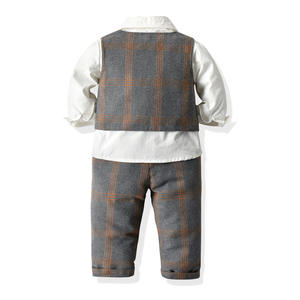 Nouvelle robe pour enfants, gilet à carreaux, chemise à manches longues blanche, <span class=keywords><strong>pantalon</strong></span> long, costume <span class=keywords><strong>anglais</strong></span> pour enfants, costume pour enfants, petit costume pour enfants - Product Image 4